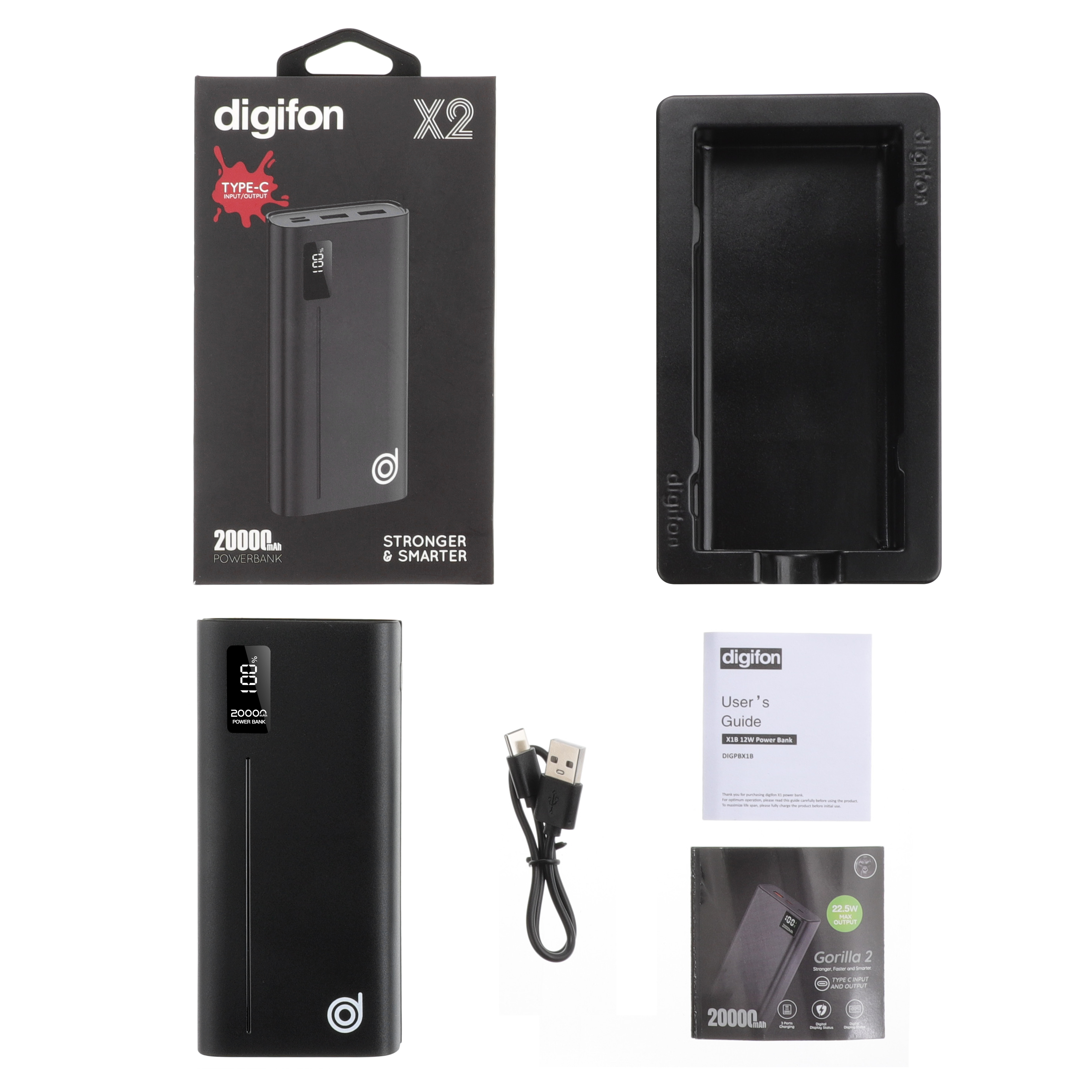 Gorilla WX2 20,000mAh Super-fast Charging 22.5W Wired Power Bank - digifon