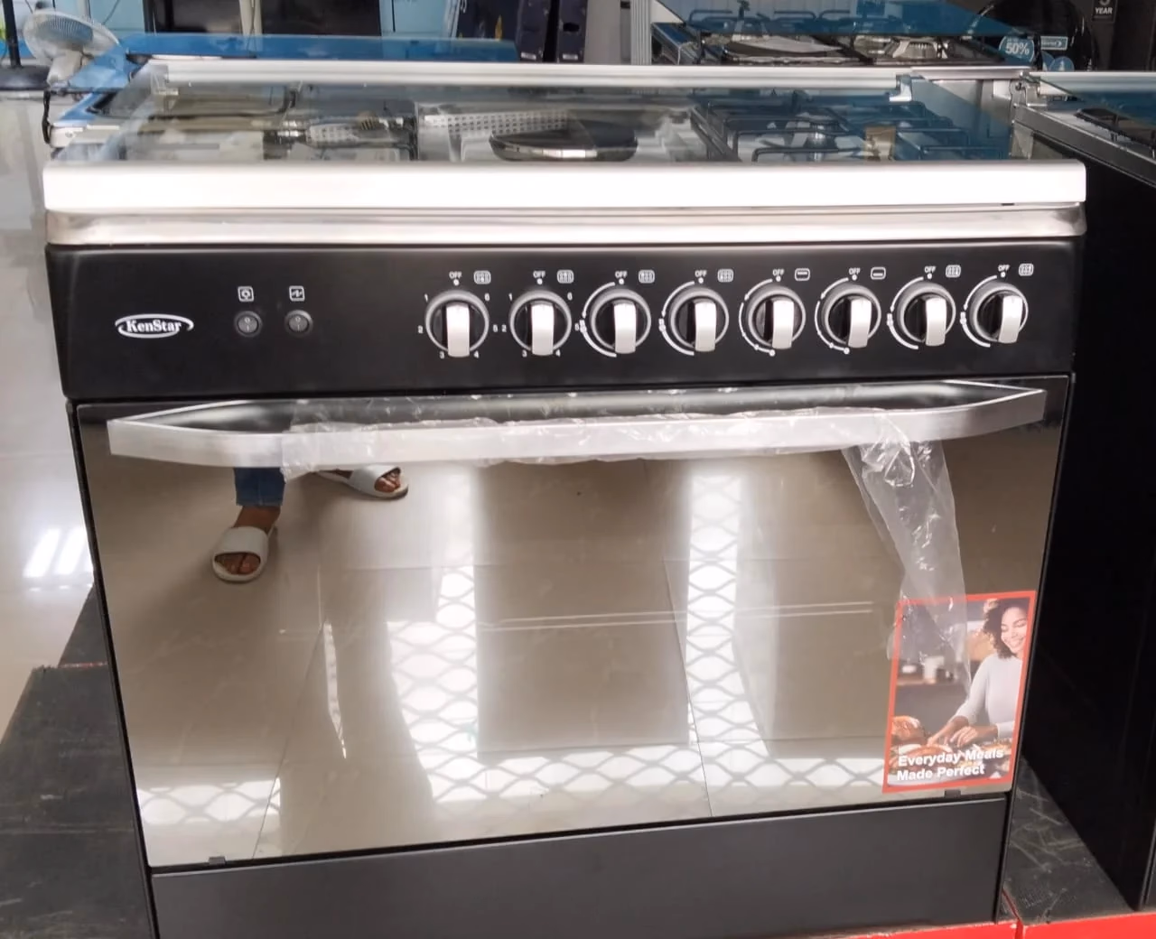 Kenstar 4 Gas Burner + 2 Electric Hotplate Standing Cooker